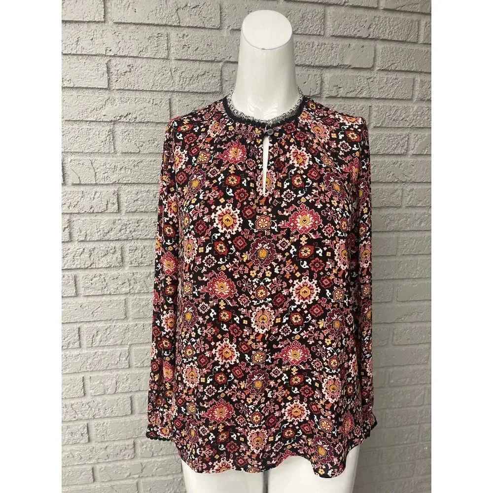 LOFT Petite Floral Long Sleeve Blouse Size XSP